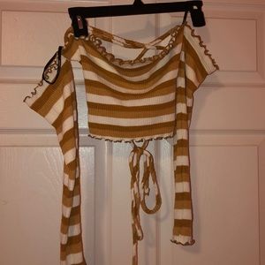off the shoulder striped crop top